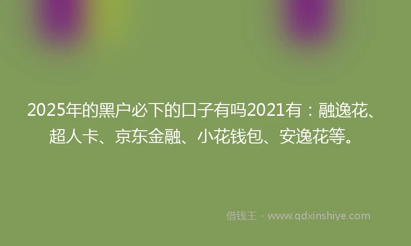 2025年的黑户必下的口子有吗2021有：融逸花、超人卡、京东金融、小花钱包、安逸花等。