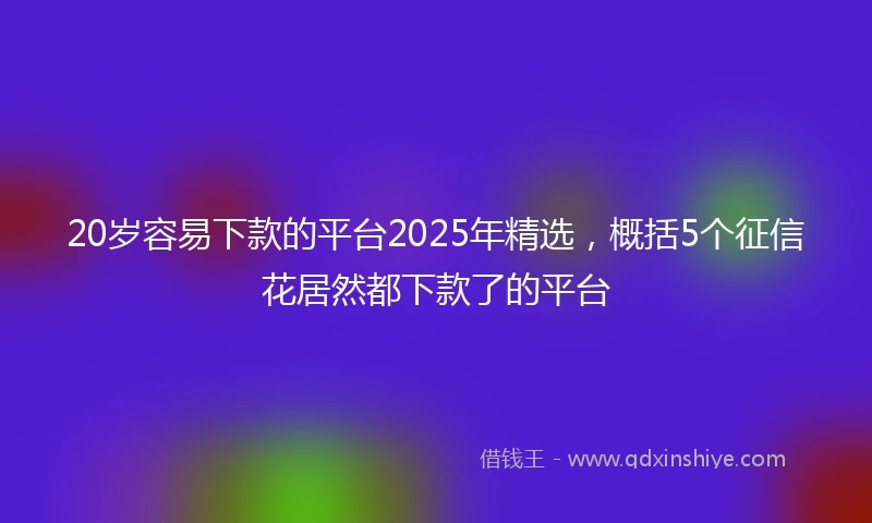 20岁容易下款的平台2025年精选，概括5个征信花居然都下款了的平台