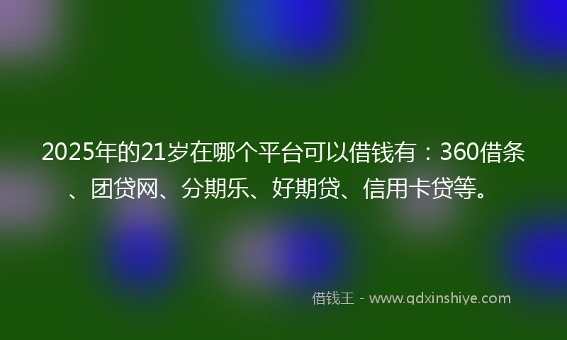 2025年的21岁在哪个平台可以借钱有：360借条、团贷网、分期乐、好期贷、信用卡贷等。