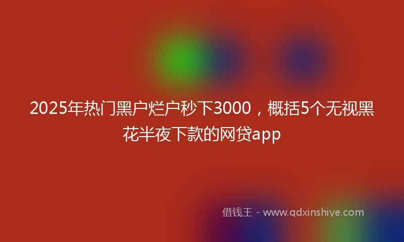 2025年热门黑户烂户秒下3000，概括5个无视黑花半夜下款的网贷app