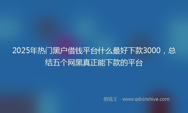 2025年热门黑户借钱平台什么最好下款3000,总结五个网黑真正能下款的平台