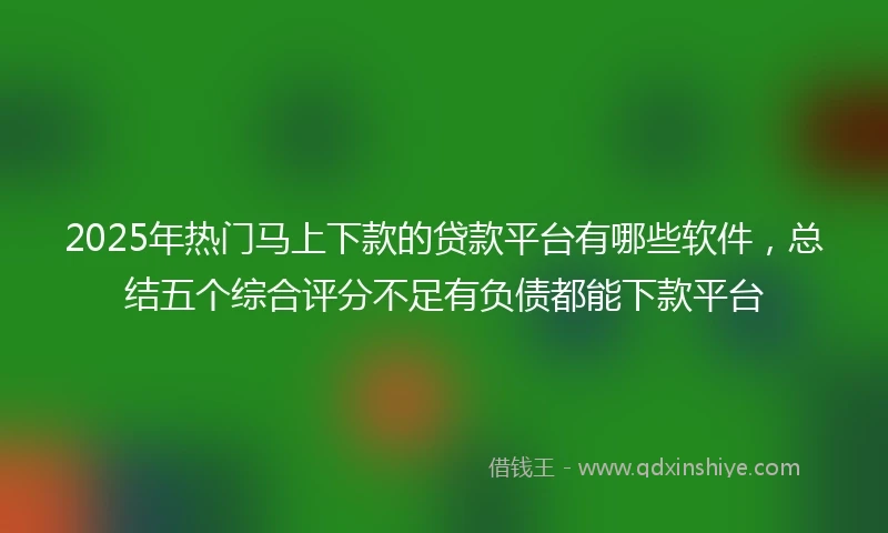 2025年热门马上下款的贷款平台有哪些软件，总结五个综合评分不足有负债都能下款平台