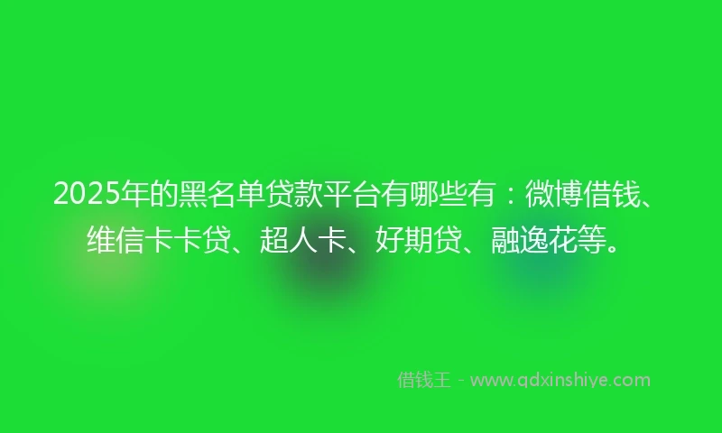 2025年的黑名单贷款平台有哪些有：微博借钱、维信卡卡贷、超人卡、好期贷、融逸花等。