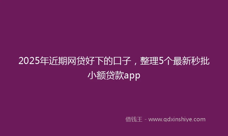 2025年近期网贷好下的口子，整理5个最新秒批小额贷款app