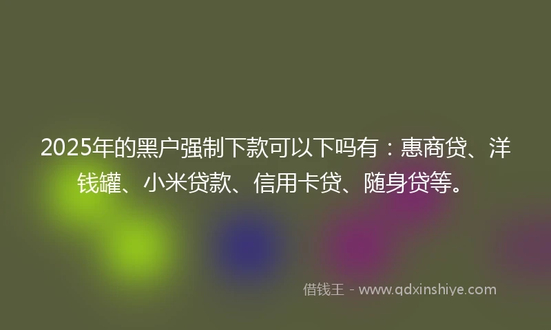 2025年的黑户强制下款可以下吗有：惠商贷、洋钱罐、小米贷款、信用卡贷、随身贷等。