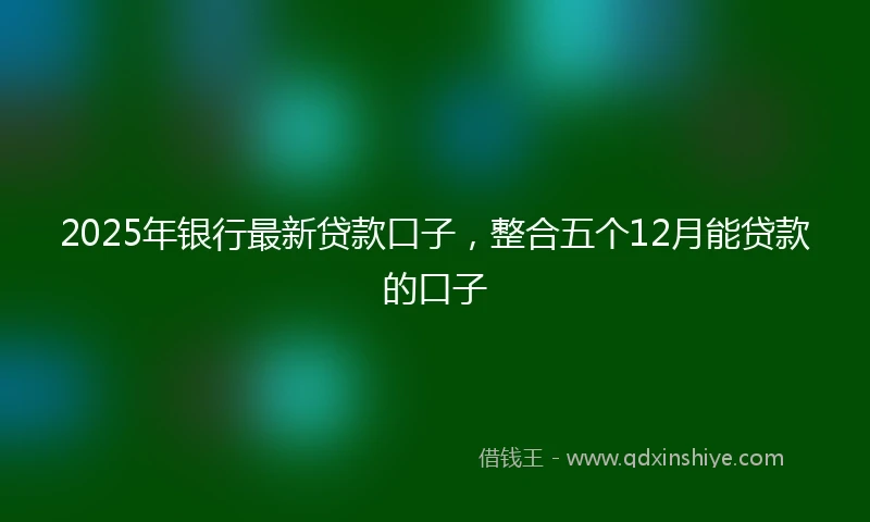 2025年银行最新贷款口子，整合五个12月能贷款的口子