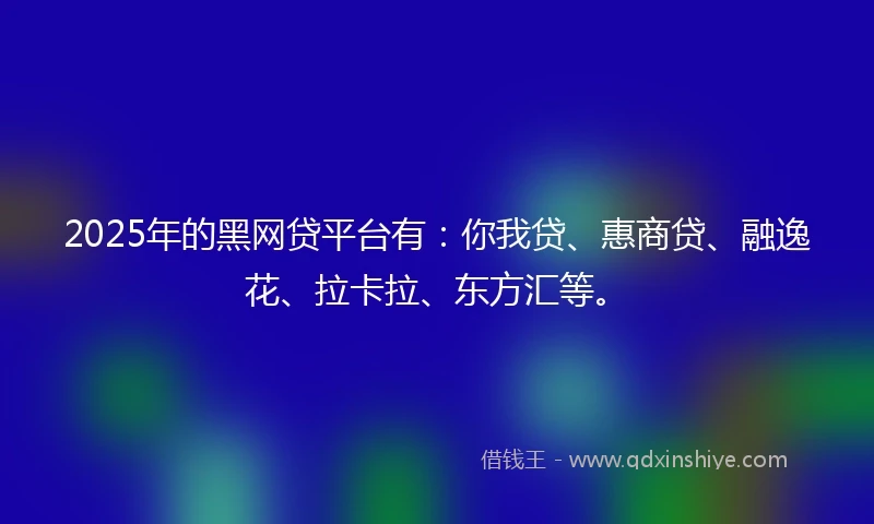 2025年的黑网贷平台有：你我贷、惠商贷、融逸花、拉卡拉、东方汇等。