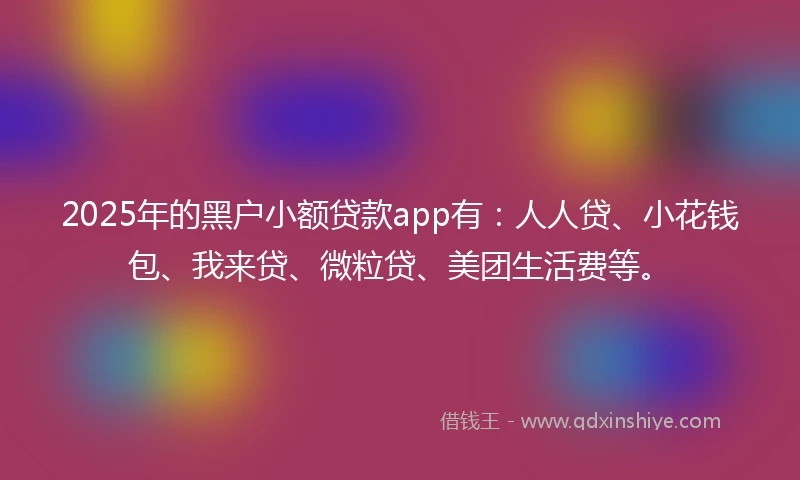 2025年的黑户小额贷款app有：人人贷、小花钱包、我来贷、微粒贷、美团生活费等。