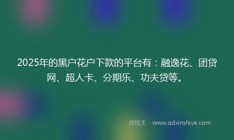 2025年的黑户花户下款的平台有：融逸花、团贷网、超人卡、分期乐、功夫贷等。