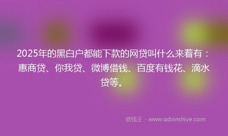 2025年的黑白户都能下款的网贷叫什么来着有：惠商贷、你我贷、微博借钱、百度有钱花、滴水贷等。