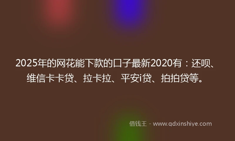 2025年的网花能下款的口子最新2020有：还呗、维信卡卡贷、拉卡拉、平安i贷、拍拍贷等。