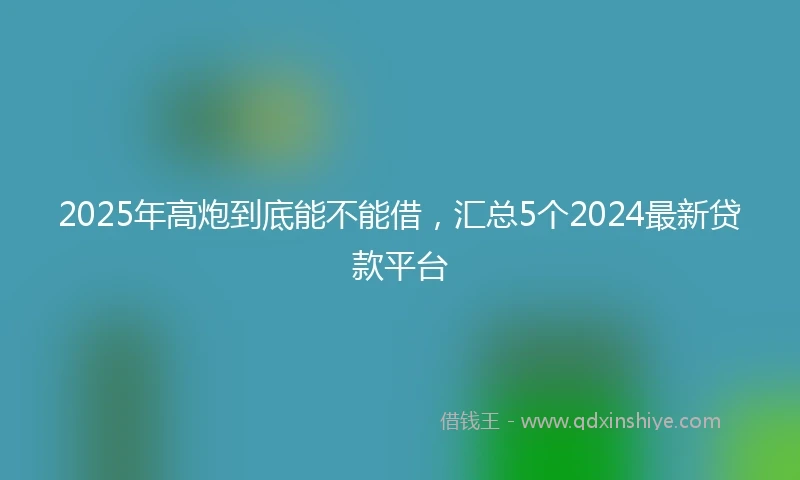 2025年高炮到底能不能借，汇总5个2024最新贷款平台