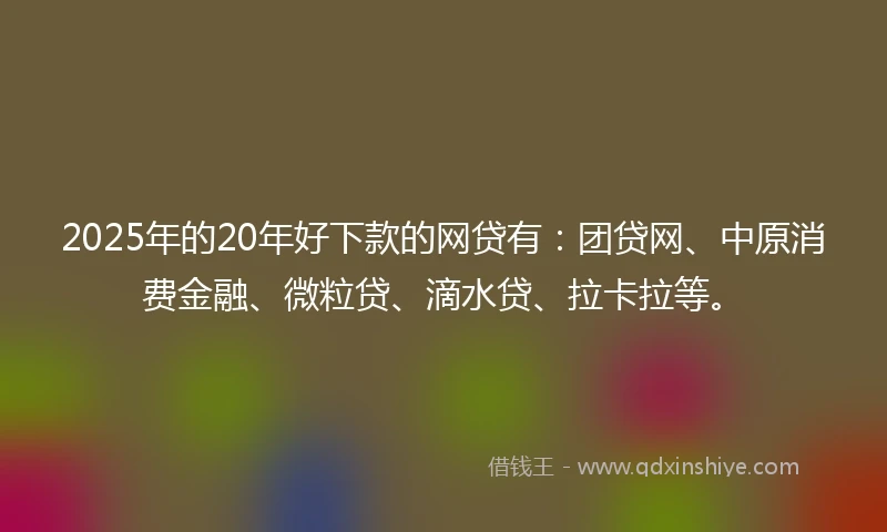 2025年的20年好下款的网贷有：团贷网、中原消费金融、微粒贷、滴水贷、拉卡拉等。