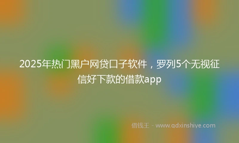 2025年热门黑户网贷口子软件，罗列5个无视征信好下款的借款app