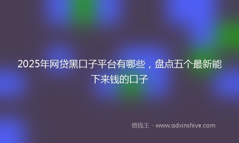 2025年网贷黑口子平台有哪些，盘点五个最新能下来钱的口子