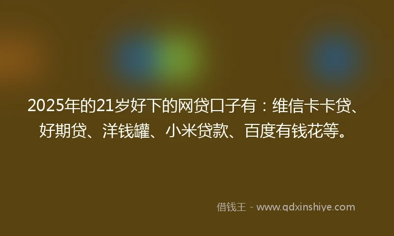 2025年的21岁好下的网贷口子有：维信卡卡贷、好期贷、洋钱罐、小米贷款、百度有钱花等。