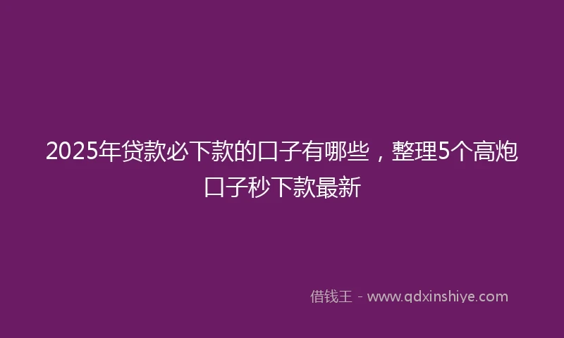 2025年贷款必下款的口子有哪些，整理5个高炮口子秒下款最新