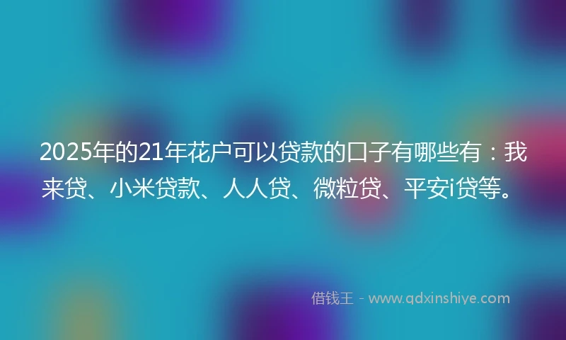 2025年的21年花户可以贷款的口子有哪些有：我来贷、小米贷款、人人贷、微粒贷、平安i贷等。