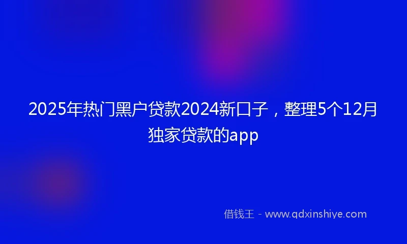 2025年热门黑户贷款2024新口子，整理5个12月独家贷款的app