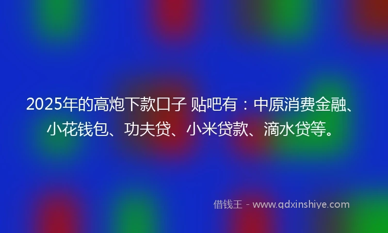 2025年的高炮下款口子 贴吧有：中原消费金融、小花钱包、功夫贷、小米贷款、滴水贷等。