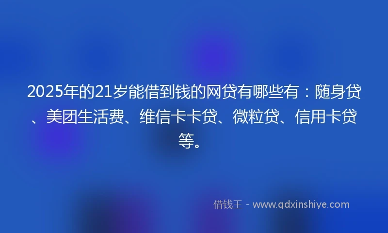 2025年的21岁能借到钱的网贷有哪些有：随身贷、美团生活费、维信卡卡贷、微粒贷、信用卡贷等。