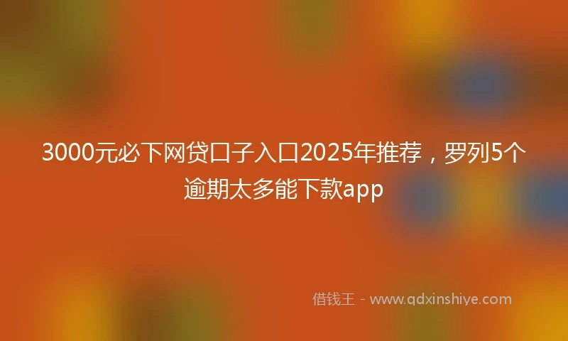 3000元必下网贷口子入口2025年推荐，罗列5个逾期太多能下款app
