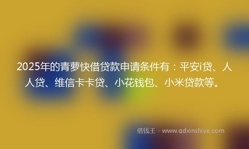 2025年的青萝快借贷款申请条件有：平安i贷、人人贷、维信卡卡贷、小花钱包、小米贷款等。