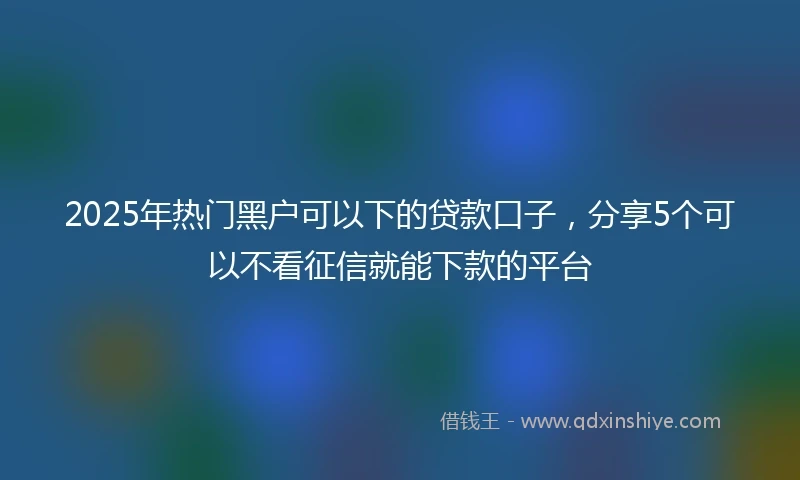 2025年热门黑户可以下的贷款口子，分享5个可以不看征信就能下款的平台