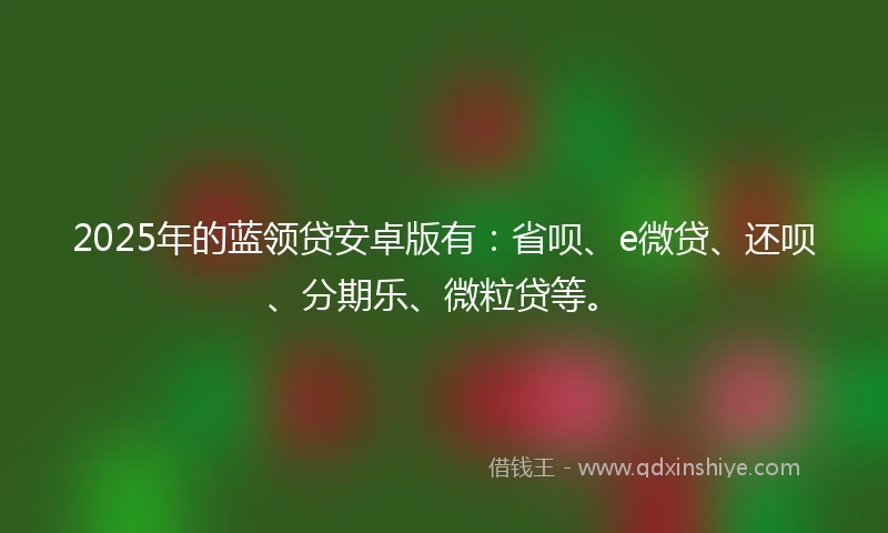 2025年的蓝领贷安卓版有：省呗、e微贷、还呗、分期乐、微粒贷等。