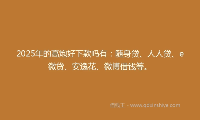 2025年的高炮好下款吗有：随身贷、人人贷、e微贷、安逸花、微博借钱等。