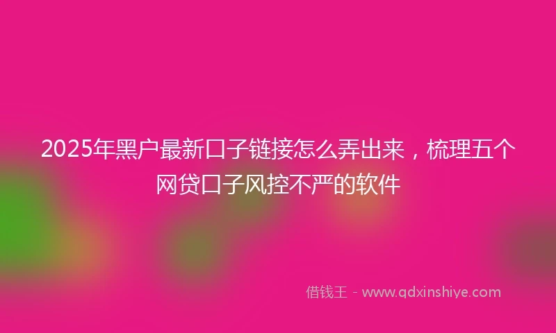2025年黑户最新口子链接怎么弄出来，梳理五个网贷口子风控不严的软件