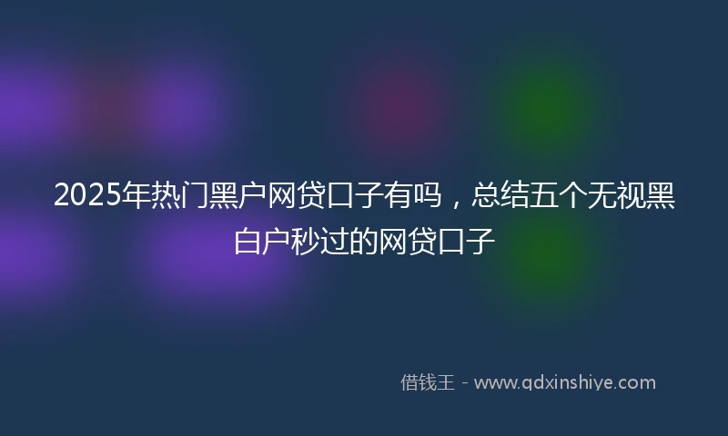 2025年热门黑户网贷口子有吗，总结五个无视黑白户秒过的网贷口子