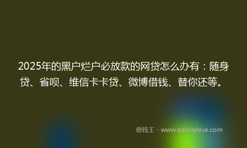 2025年的黑户烂户必放款的网贷怎么办有：随身贷、省呗、维信卡卡贷、微博借钱、替你还等。