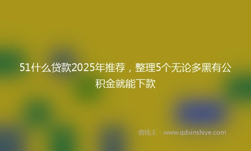 51什么贷款2025年推荐，整理5个无论多黑有公积金就能下款