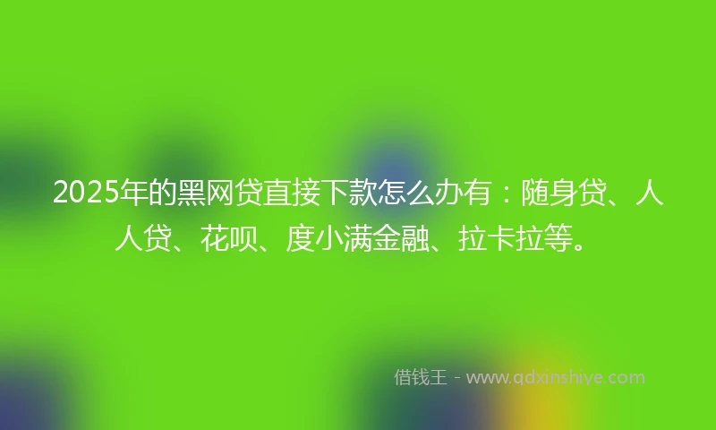 2025年的黑网贷直接下款怎么办有：随身贷、人人贷、花呗、度小满金融、拉卡拉等。