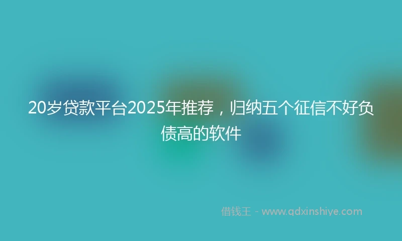 20岁贷款平台2025年推荐，归纳五个征信不好负债高的软件