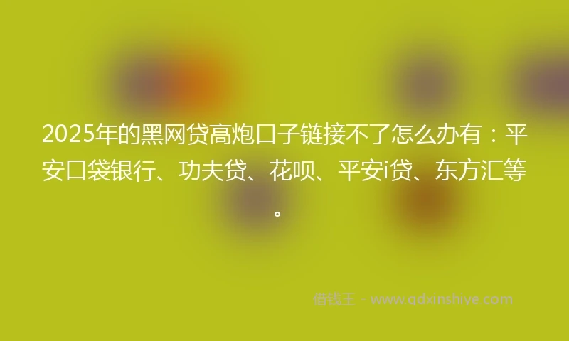 2025年的黑网贷高炮口子链接不了怎么办有：平安口袋银行、功夫贷、花呗、平安i贷、东方汇等。