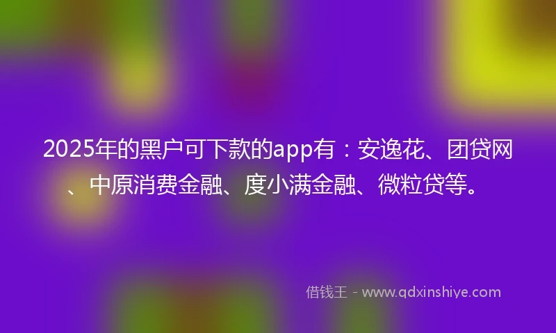 2025年的黑户可下款的app有：安逸花、团贷网、中原消费金融、度小满金融、微粒贷等。