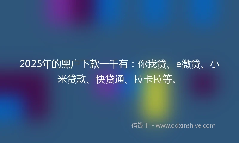 2025年的黑户下款一千有：你我贷、e微贷、小米贷款、快贷通、拉卡拉等。