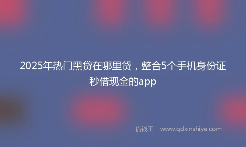 2025年热门黑贷在哪里贷，整合5个手机身份证秒借现金的app