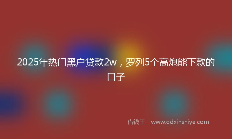 2025年热门黑户贷款2w，罗列5个高炮能下款的口子