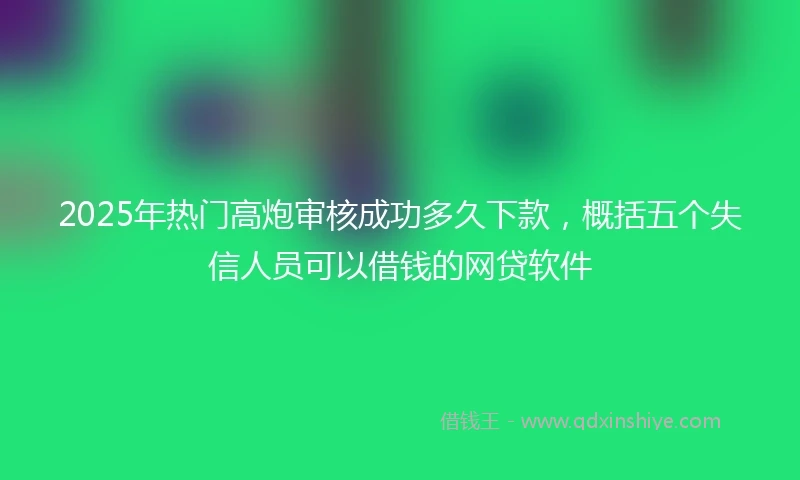2025年热门高炮审核成功多久下款，概括五个失信人员可以借钱的网贷软件