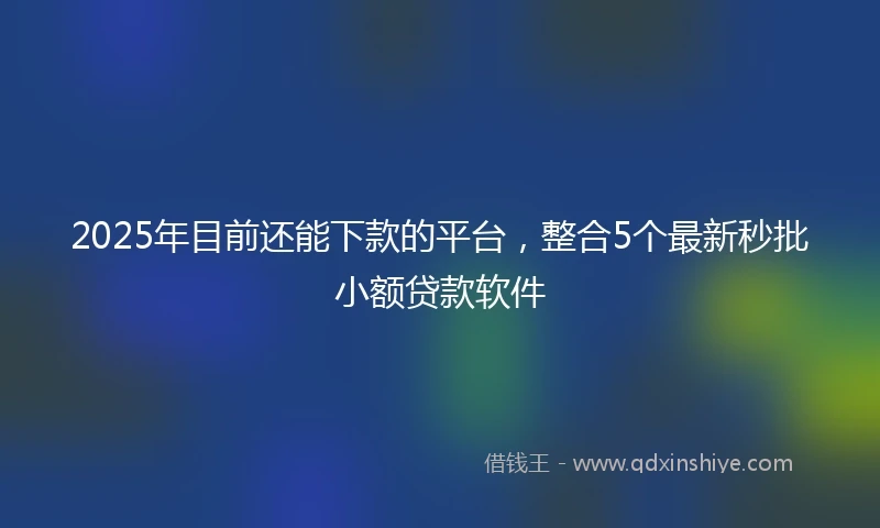 2025年目前还能下款的平台，整合5个最新秒批小额贷款软件
