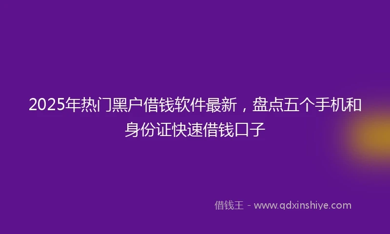 2025年热门黑户借钱软件最新，盘点五个手机和身份证快速借钱口子