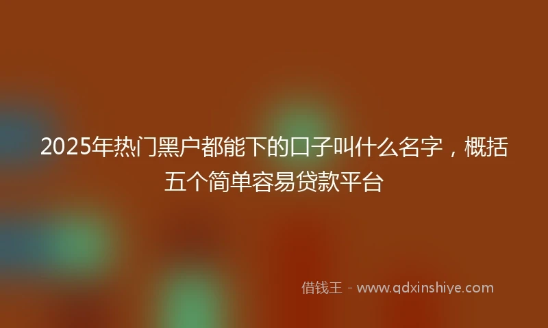 2025年热门黑户都能下的口子叫什么名字，概括五个简单容易贷款平台