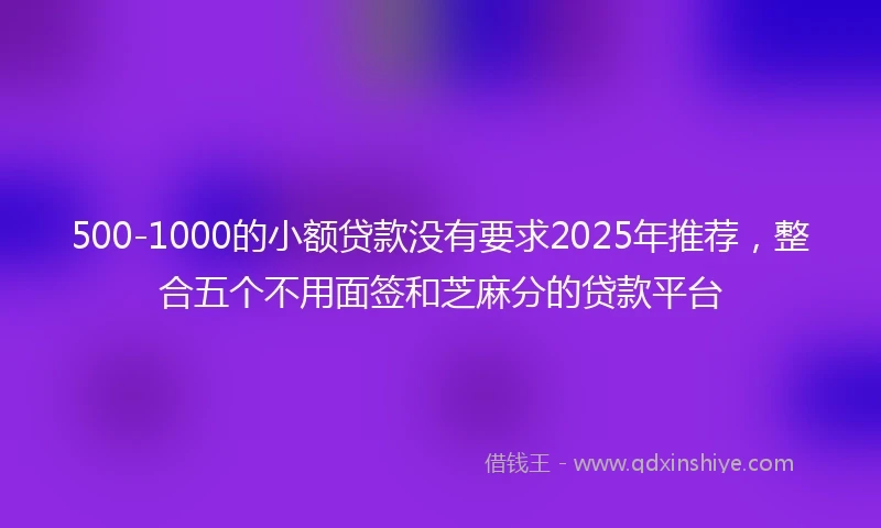 500-1000的小额贷款没有要求2025年推荐，整合五个不用面签和芝麻分的贷款平台