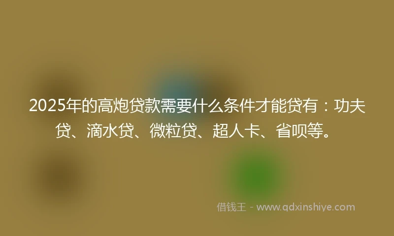 2025年的高炮贷款需要什么条件才能贷有：功夫贷、滴水贷、微粒贷、超人卡、省呗等。