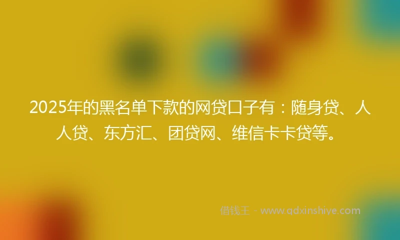 2025年的黑名单下款的网贷口子有：随身贷、人人贷、东方汇、团贷网、维信卡卡贷等。