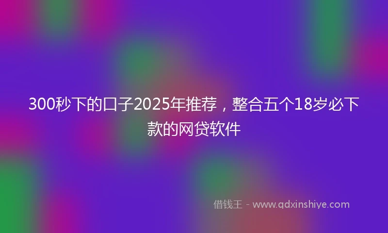 300秒下的口子2025年推荐，整合五个18岁必下款的网贷软件