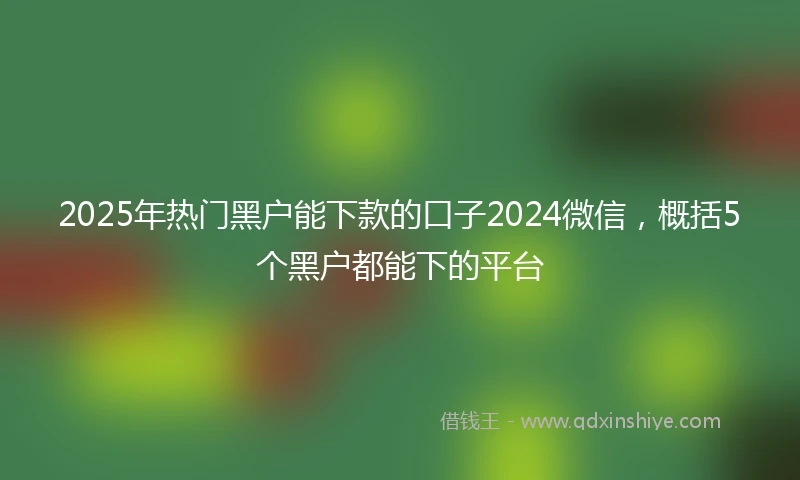 2025年热门黑户能下款的口子2024微信，概括5个黑户都能下的平台